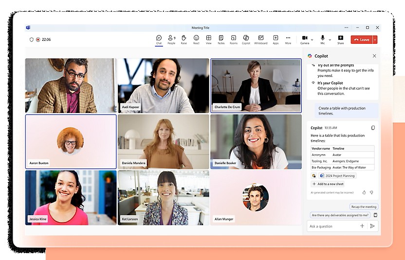 使用 Microsoft Teams 中的 Copilot 從會議、通話和聊天中取得摘要和自訂的深入解析。