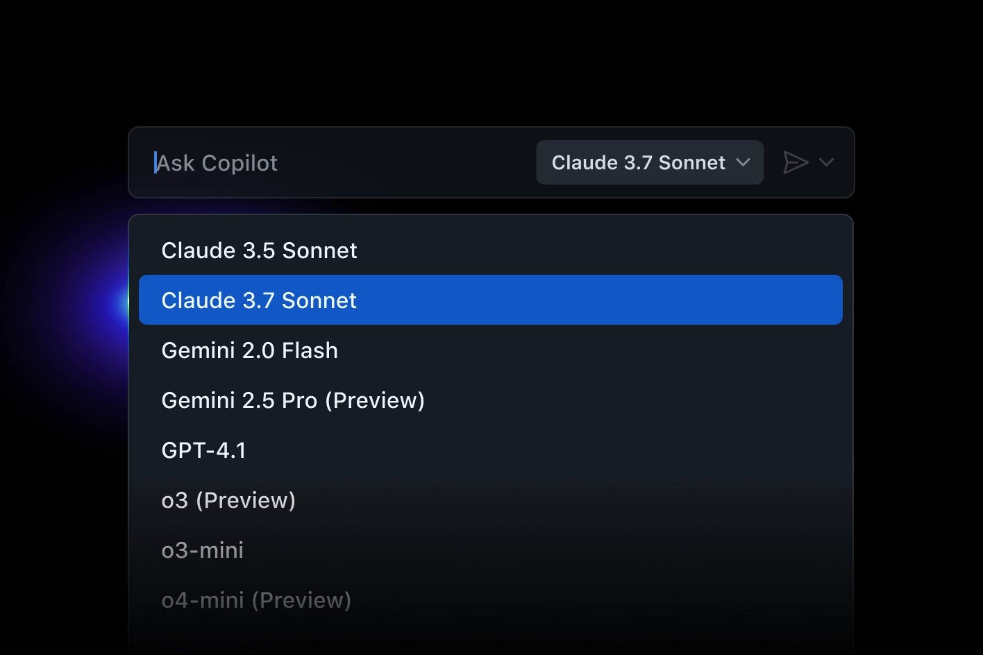 在 Claude 3.7 Sonnet 和 Google Gemini 2.0 Flash 等模型之間切換，以快速完成程式設計任務或在重要時刻深入研究。